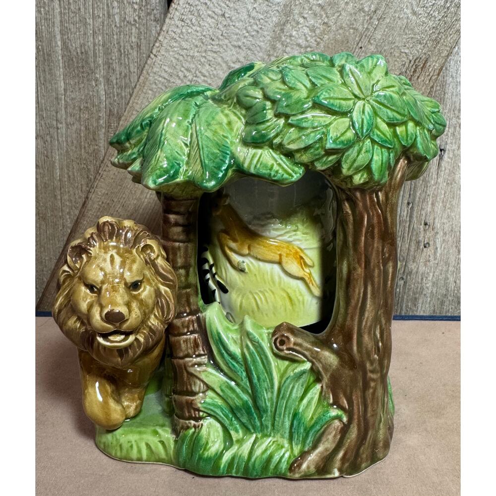 Vintage 1981 OTAGIRI Musical Jungle Figure Japan 6” Born Free Music Box Ceramic